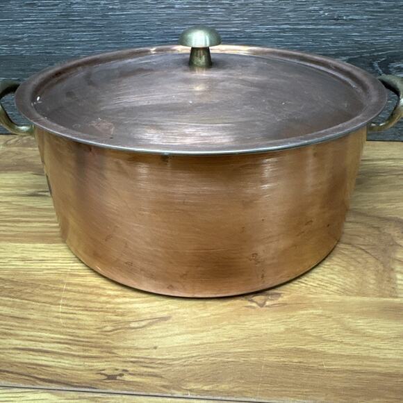 Culinox Spring Switzerland 3.5 Qt Copper Sauce Pan With Lid Brass Handle - Picture 11 of 11